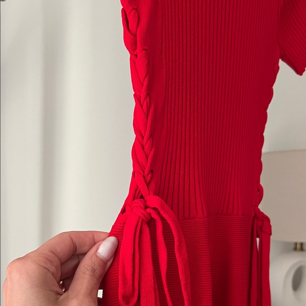 Design Lab Lord & Taylor Red Ribbed Mini Dress - Picture 3 of 5